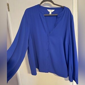 Addition Elle Vibrant Blue Button-Up Blouse